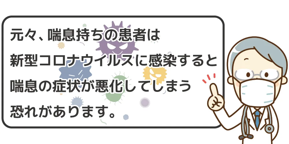 新型コロナ感染に伴う喘息の悪化のイメージ画像